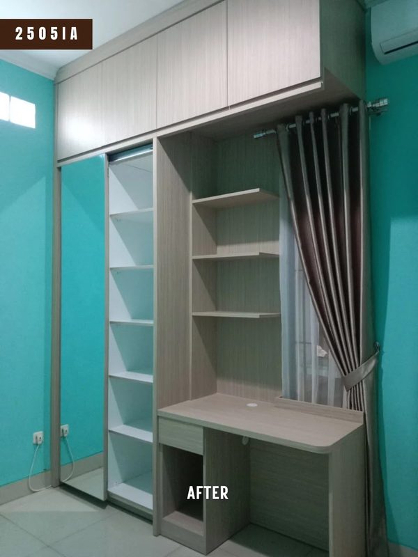Lemari Sliding Pintu Cermin dan Meja Belajar di Lamargas Bandung: Proyek Kamar Tidur Anak 2505IA